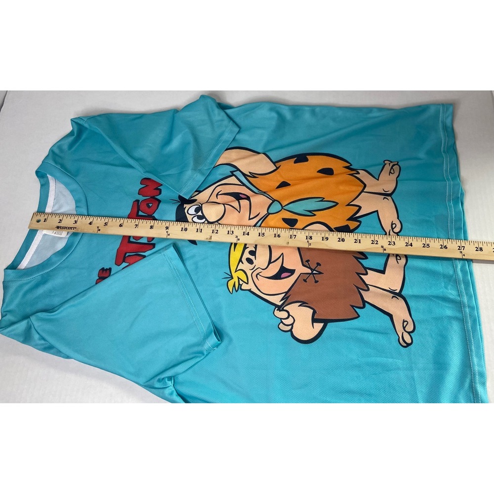 The‎ Flintstones Fred & Barney Graphic T-Shirt Adult Medium Teal Cartoon Tee - Picture 4 of 8